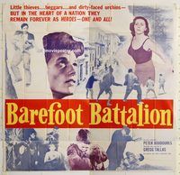 b011 BAREFOOT BATTALION six-sheet movie poster '54 WWII in Greece!