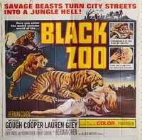 b014 BLACK ZOO six-sheet movie poster '63 horror, seeking human prey!