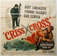b020 CRISS CROSS six-sheet movie poster '48 Burt Lancaster film noir!