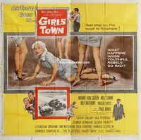 b034 GIRLS TOWN six-sheet movie poster '59 Mamie Van Doren, Mel Torme