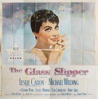 b036 GLASS SLIPPER six-sheet movie poster '55 Leslie Caron, Wilding