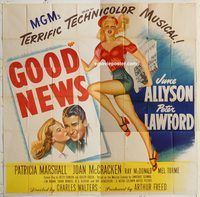 b038 GOOD NEWS six-sheet movie poster '47 June Allyson, Peter Lawford
