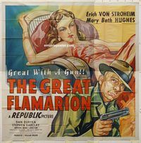 b039 GREAT FLAMARION six-sheet movie poster '45 Erich Von Stroheim, Hughes