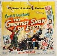b040 GREATEST SHOW ON EARTH six-sheet movie poster '52 Heston