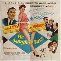 b041 HE LAUGHED LAST six-sheet movie poster '56 Blake Edwards, Laine