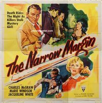 b064 NARROW MARGIN six-sheet movie poster '51 Richard Fleischer, McGraw
