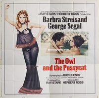 b067 OWL & THE PUSSYCAT six-sheet movie poster '71 Barbra Streisand