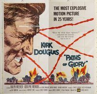 b068 PATHS OF GLORY six-sheet movie poster '58 Kubrick, Kirk Douglas