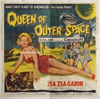 b071 QUEEN OF OUTER SPACE six-sheet movie poster '58 giant Zsa Zsa Gabor!