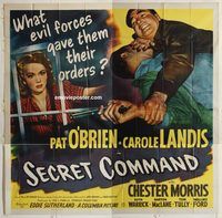 b080 SECRET COMMAND six-sheet movie poster '44 Pat O'Brien, Carole Landis