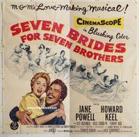 b081 SEVEN BRIDES FOR SEVEN BROTHERS six-sheet movie poster '54 Jane Powell