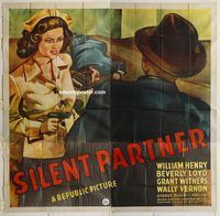 b083 SILENT PARTNER six-sheet movie poster '44 William Henry, Lloyd