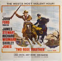 b091 TWO RODE TOGETHER six-sheet movie poster '60 James Stewart, John Ford