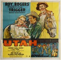 b093 UTAH six-sheet movie poster '45 Roy Rogers, Dale Evans, Gabby Hayes