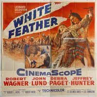 b097 WHITE FEATHER six-sheet movie poster '55 Robert Wagner, Debra Paget