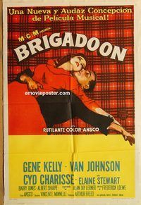 b285 BRIGADOON Argentinean movie poster '54 Gene Kelly, Charisse