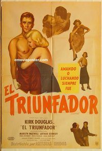 b296 CHAMPION Argentinean movie poster '49 Kirk Douglas, boxing!