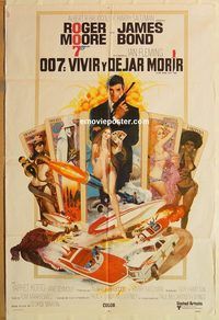 b401 LIVE & LET DIE Argentinean movie poster '73 Moore as James Bond!