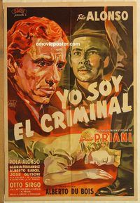b553 YO SOY EL CRIMINAL Argentinean movie poster '54 Venturi art!