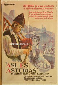 b265 ASI ES ASTURIAS Argentinean movie poster '63 bagpipes!