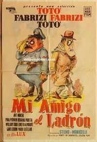 b310 COPS & ROBBERS Argentinean movie poster '51 Toto, Fabrizi