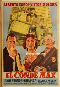 b311 COUNT MAX Argentinean movie poster '57 Sordi, Vittorio De Sica