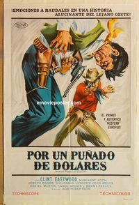 b340 FISTFUL OF DOLLARS Argentinean movie poster '67 Clint Eastwood