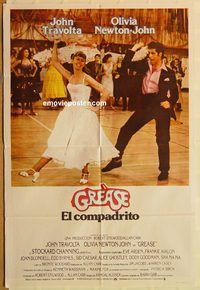 b358 GREASE Argentinean movie poster '78 John Travolta, Newton-John