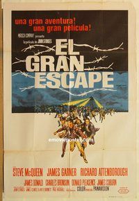b359 GREAT ESCAPE Argentinean movie poster '63 Steve McQueen, Bronson