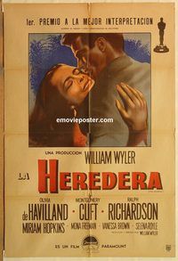 b365 HEIRESS Argentinean movie poster '49 Wyler, DeHavilland