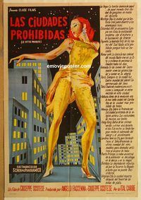 b395 LE CITTA PROIBITE Argentinean movie poster '63 best sexy image!