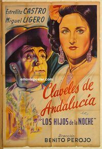 b402 LOS HIJOS DE LA NOCHE Argentinean movie poster '40 Castro