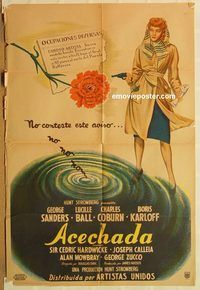 b406 LURED Argentinean movie poster '47 Lucille Ball, George Sanders