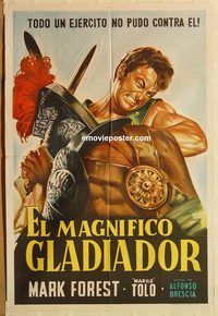 b409 MAGNIFICENT GLADIATOR Argentinean movie poster '64 Mark Forest
