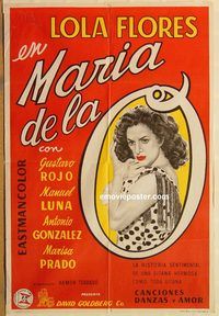 b412 MARIA DE LA O Argentinean movie poster '59 Lola Flores
