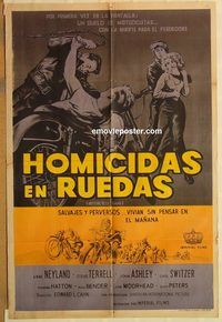 b419 MOTORCYCLE GANG Argentinean movie poster '57 biker classic!