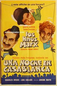 b425 NIGHT IN CASABLANCA Argentinean movie poster R60s Marx Brothers!