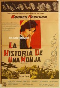 b430 NUN'S STORY Argentinean movie poster '59 Audrey Hepburn