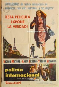 b446 PICKUP ALLEY Argentinean movie poster '57 Ekberg, DOPE picture!