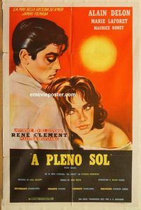 b452 PURPLE NOON Argentinean movie poster '60 Alain Delon, Clement