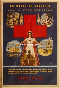 b459 RED CROSS Argentinean '50s Mendez Mujica artwork of nurse & charity projects!