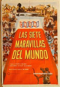 b471 SEVEN WONDERS OF THE WORLD Argentinean movie poster R70s Cinerama!