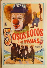 b481 SIX BEARS & A CLOWN Argentinean movie poster '72 Czech circus!