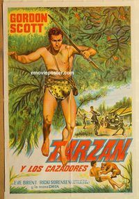b508 TARZAN & THE TRAPPERS Argentinean movie poster '58 Gordon Scott