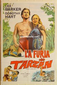 b512 TARZAN'S SAVAGE FURY Argentinean movie poster '52 Lex Barker
