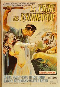 b520 TIGER OF ESCHNAPUR Argentinean movie poster '59 Fritz Lang,Paget