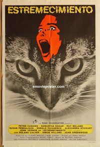 b532 UNCANNY Argentinean movie poster '77 Peter Cushing, cat image!