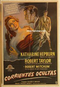 b533 UNDERCURRENT Argentinean movie poster '46 Hepburn, Taylor