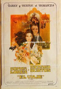 b540 VOYAGE Argentinean movie poster '74 Sophia Loren, Richard Burton