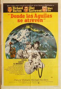 b544 WHERE EAGLES DARE Argentinean movie poster '68 Eastwood, Burton